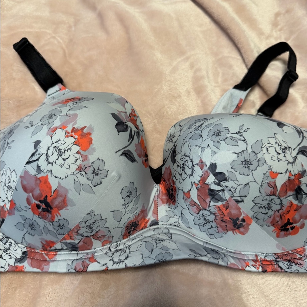 Torrid Black and Red Floral Bra